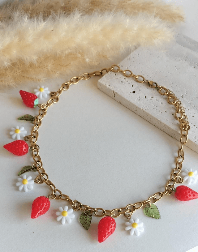 Collier fraise & marguerite