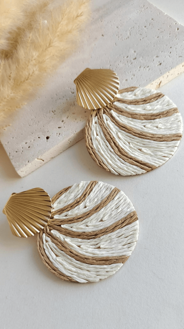 Boucles d'oreilles Raphia tissé 