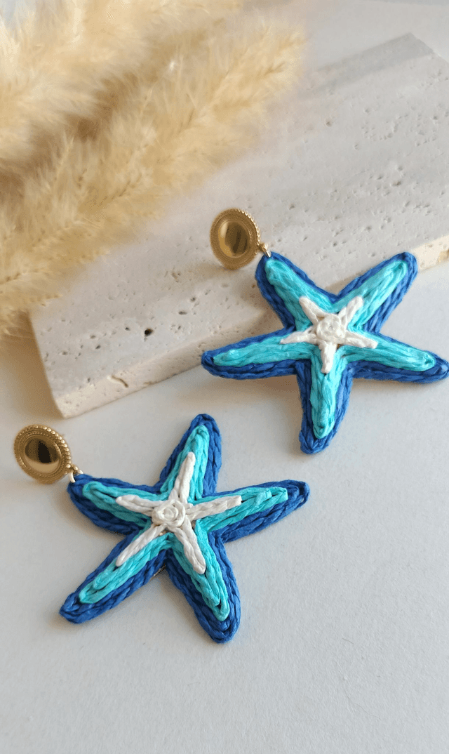 Boucles d&#039;oreilles Etoile de mer bleu